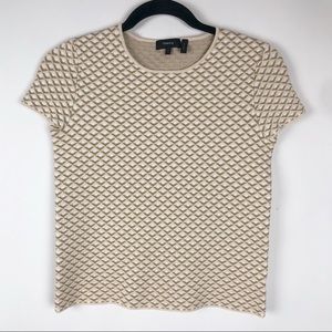 Theory Ferson Glossed Quilted Short Sleeve Sweater